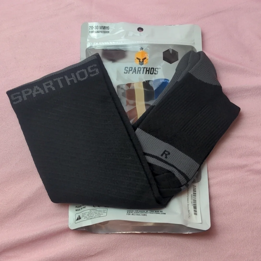 Sparthos One Pair Black Compression Socks size L-XL